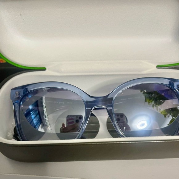 NWOT Kate Spade Kiya Blue Square Frame Mirrored Lenses Sunglasses - Picture 3 of 8